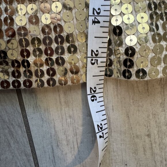 Sequined Beige Ribbed Tank Top With Scoop Neck & Stretchy Fit - Picture 6 of 8